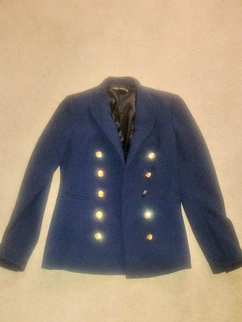 Zara Woman Double-Breasted Blazer in Blue Small Like New